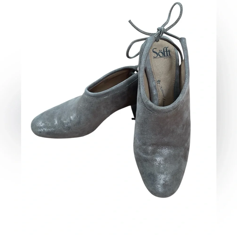 Sofft Womens Metallic Silver Suede tie Back Mule Pump Clog Size 9